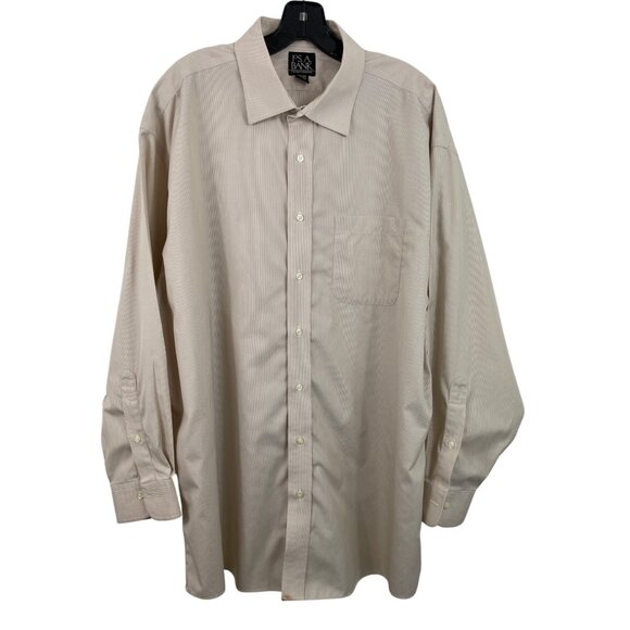 Jos A Bank Other - Jos A Bank Traveler's Collection Tan White Striped Button Down Shirt 17 1/2-34